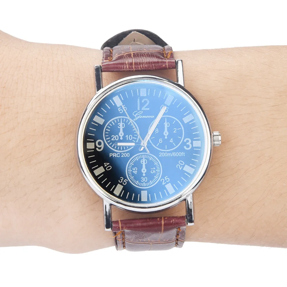 New Blu Ray Glass Watch Neutral Quartz Simulates The Wrist Men Fashion Business Mens Watches Gifts Wholesale | Наручные часы