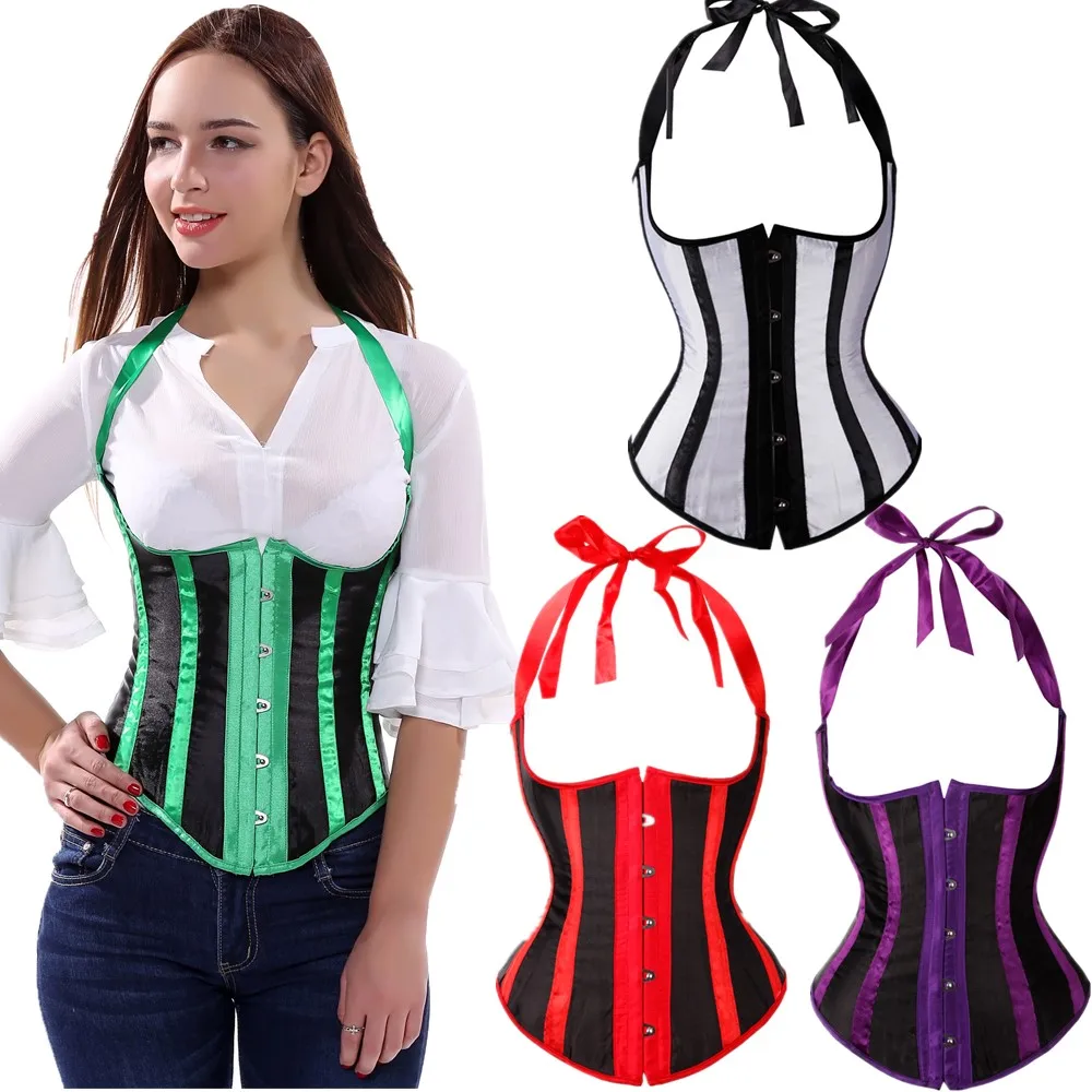 Women's Sexy Stripe Strap underbust Corset Halter Neck Waist Cincher Burlesque Clubwear Bustier Plus Size S-6XL
Women's Sexy Stripe Strap underbust Corset Halter Neck Waist Cincher Burlesque Clubwear Bustier Plus Size S-6XL
