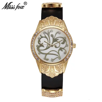 MissFox Gold Women Watches Small Flower Dial Design Stainless Steel White Black Case Shock Resistant Ladies Quartz Wristwatches
MissFox Gold Women Watches Small Flower Dial Design Stainless Steel White Black Case Shock Resistant Ladies Quartz Wristwatches
