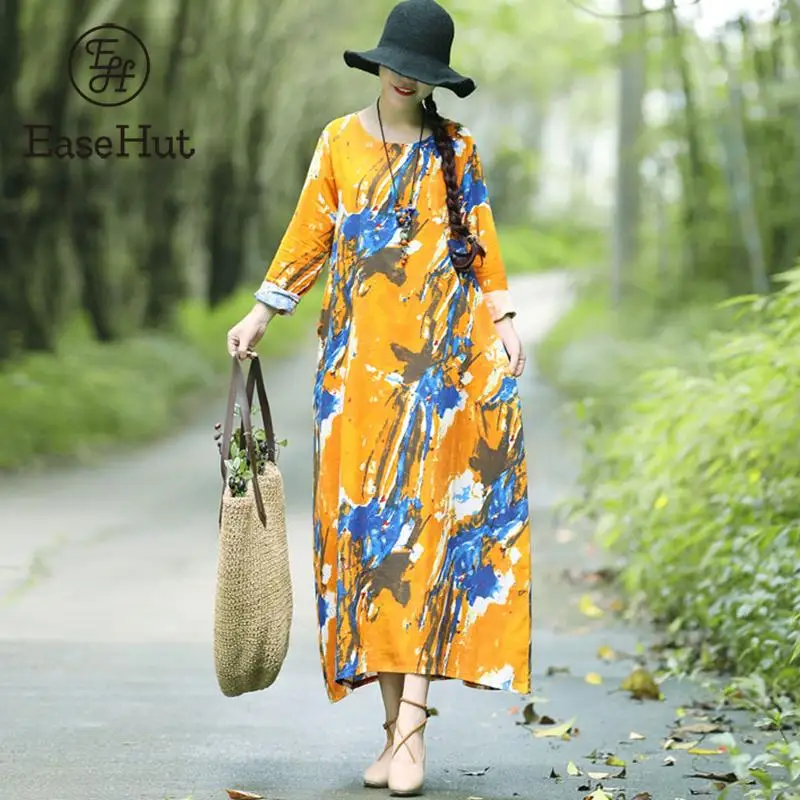 EaseHut Kaftan Printed Long Sleeve Dresses for Women Vintage Oversized Loose Mori Girl Cotton Linen Dress Maxi Long Vestidos
EaseHut Kaftan Printed Long Sleeve Dresses for Women Vintage Oversized Loose Mori Girl Cotton Linen Dress Maxi Long Vestidos