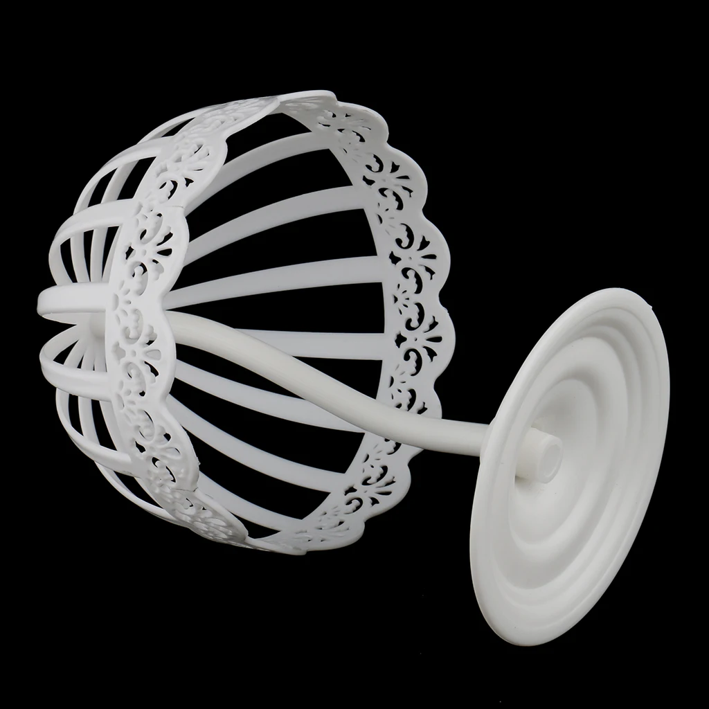 Plastic Baby Wig Hair Head Hat Cap Display Holder Stand Storage Rack 40cm Curved Plastic Pole & Round Heavy Base