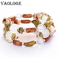 YAOLOGE בוהמי רב שכבתי חרוזים קסם צמידי לנשים בציר שרף אבן צמידים & צמידי Pulseras תכשיטים אתניים B172(China)