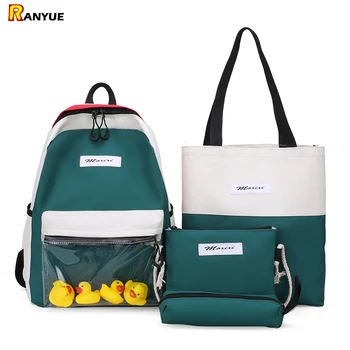 4pcs panelled girls backpack set for school teenagers student canvas backpack women shoulder bag+pencil case with duck mochila
4pcs panelled girls backpack set for school teenagers student canvas backpack women shoulder bag+pencil case with duck mochila