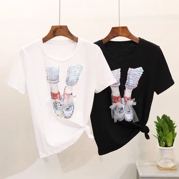 New Spring Summer Fashion O Neck Women's Pullovers Gauze Sequins Shoes Short Sleeve T-shirt All-match Students Basic Tops
New Spring Summer Fashion O Neck Women's Pullovers Gauze Sequins Shoes Short Sleeve T-shirt All-match Students Basic Tops