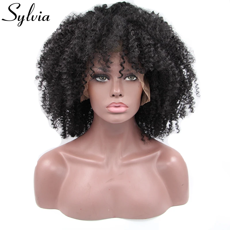 Sylvia 1b черный кудрявый синтетический кружевной передний парик натуральный