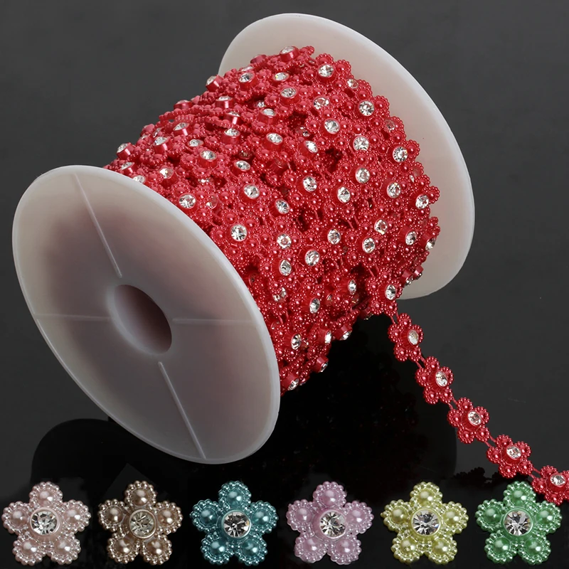 2 Yard/roll 14mm Flower Flat Back Colored String Pearl Beads Chain For Wedding Party Decoration DIY Jewelry Making Findings
2 Yard/roll 14mm Flower Flat Back Colored String Pearl Beads Chain For Wedding Party Decoration DIY Jewelry Making Findings