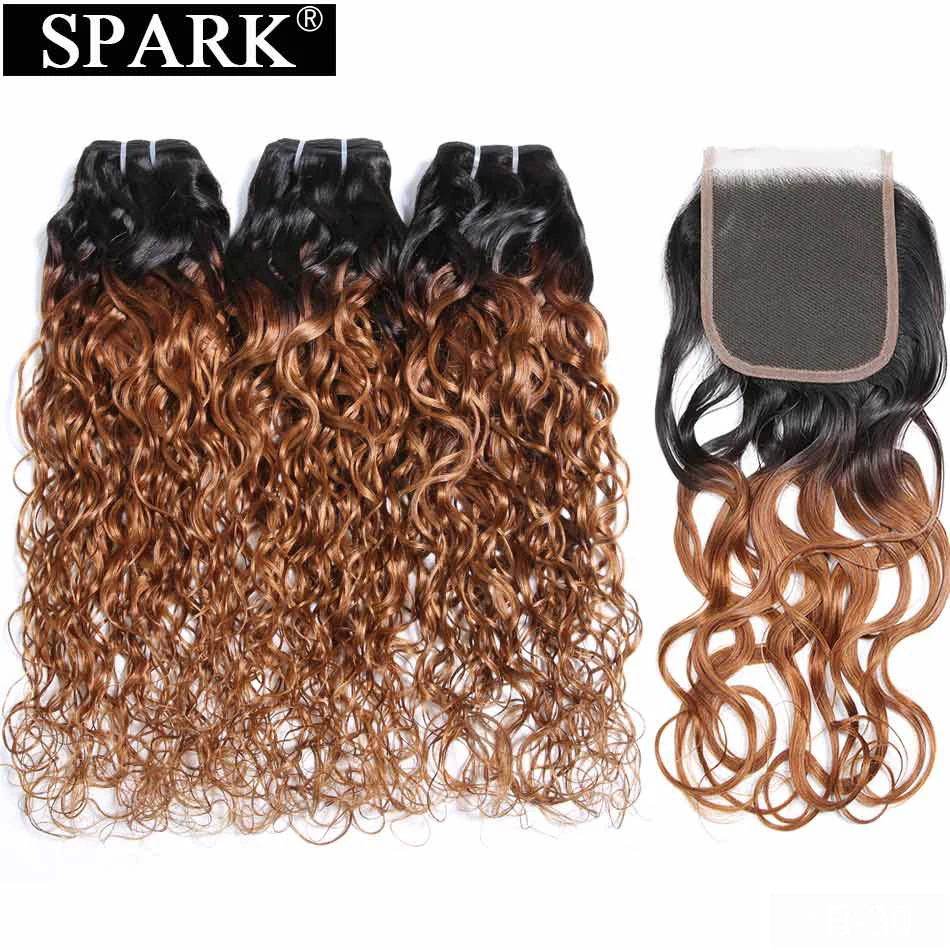 Spark Brazilian Water Wave Ombre Hair With Closure in 3 Bundles with Closure Can Make A Wig Remy Hair 1B/4/27&30 10~26 inches
Spark Brazilian Water Wave Ombre Hair With Closure in 3 Bundles with Closure Can Make A Wig Remy Hair 1B/4/27&30 10~26 inches