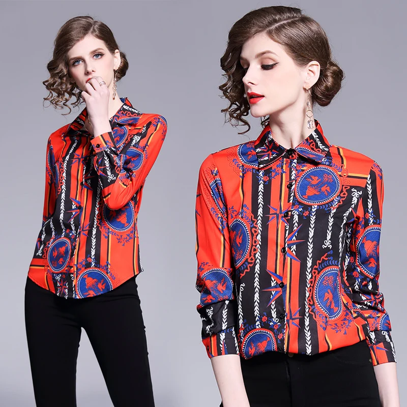 2019 Spring Summer Fall Runway Vintage Print Collar Long Sleeve OL Turn-Down Neck Womens Party Casual Top Shirts Blouse
2019 Spring Summer Fall Runway Vintage Print Collar Long Sleeve OL Turn-Down Neck Womens Party Casual Top Shirts Blouse