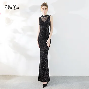 wei yin Black Sequined High Neck Mermaid Evening Dresses Sleeveless Beading Crystal Gold Prom Formal Dress Party Gowns WY1806
wei yin Black Sequined High Neck Mermaid Evening Dresses Sleeveless Beading Crystal Gold Prom Formal Dress Party Gowns WY1806