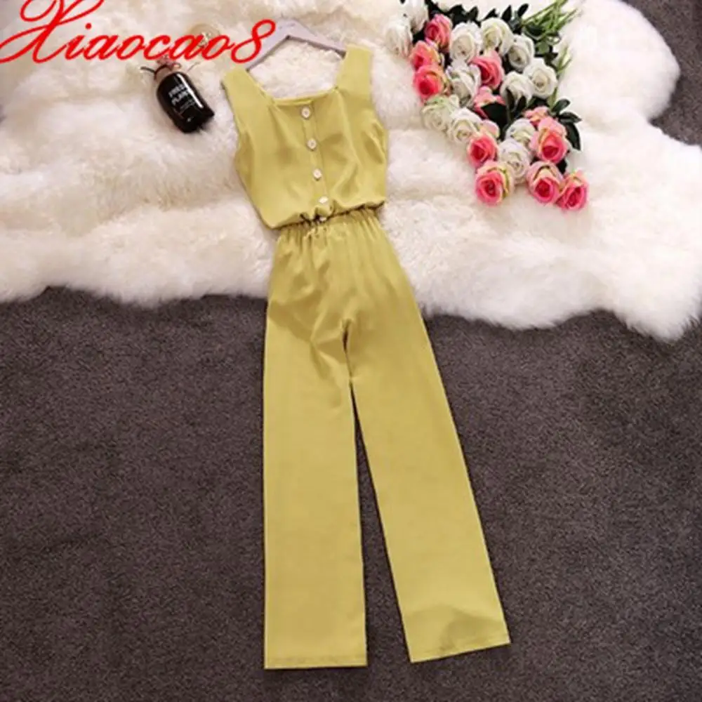 Women 2 Piece Set Summer Sleeveless Square Collar Single-Breasted Chiffon Tops +Elegant Wide Leg Pants Matching Sets Clothes
Women 2 Piece Set Summer Sleeveless Square Collar Single-Breasted Chiffon Tops +Elegant Wide Leg Pants Matching Sets Clothes
