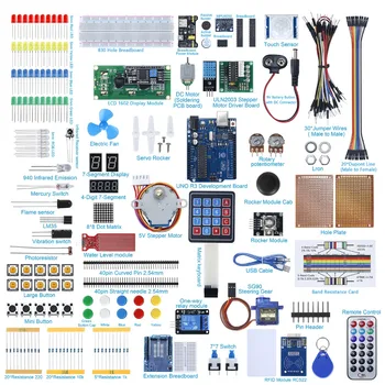 Ultimate Starter Kit including Ultrasonic Sensor, UNO R3, LCD1602 Screen for arduino UNO Mega2560 UNO Nano with Plastic Box
Ultimate Starter Kit including Ultrasonic Sensor, UNO R3, LCD1602 Screen for arduino UNO Mega2560 UNO Nano with Plastic Box