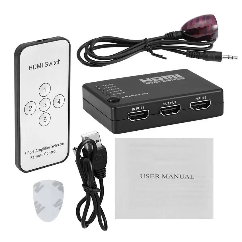 EastVita 1080p Intelligent 5x1 5 PORT HDMI Switch/Switcher Splitter HUB + IR Remote and AC Adapter For HD TV PS3 Supports 3D r19
EastVita 1080p Intelligent 5x1 5 PORT HDMI Switch/Switcher Splitter HUB + IR Remote and AC Adapter For HD TV PS3 Supports 3D r19