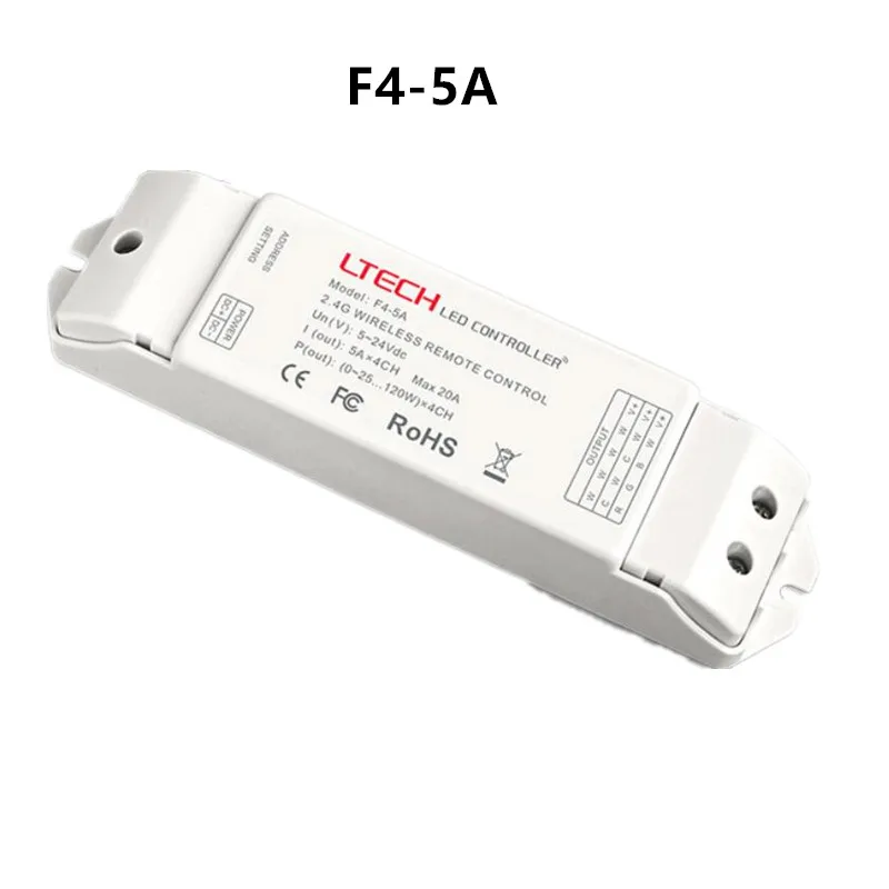 LTECH F4-5A DV5-24V 2.4G CV wireless remote led receiver 5A X 4CH MAX 20A work with EX series touch panel LED controller
LTECH F4-5A DV5-24V 2.4G CV wireless remote led receiver 5A X 4CH MAX 20A work with EX series touch panel LED controller