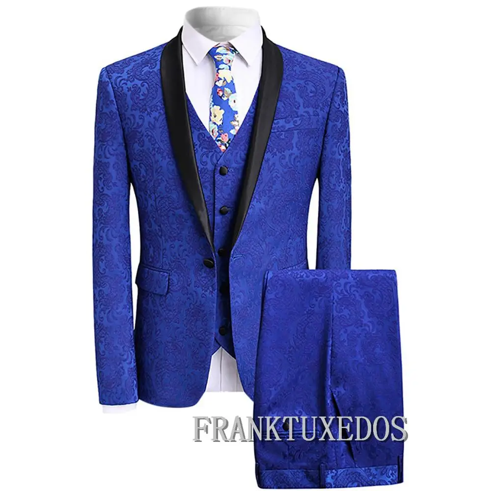 Royal Blue Jacquard Wedding Suits for Men Tuxedo Mens Suit With Pants 3 Pieces Slim Fit Shawl Collar Terno Plus Size 5XL
Royal Blue Jacquard Wedding Suits for Men Tuxedo Mens Suit With Pants 3 Pieces Slim Fit Shawl Collar Terno Plus Size 5XL