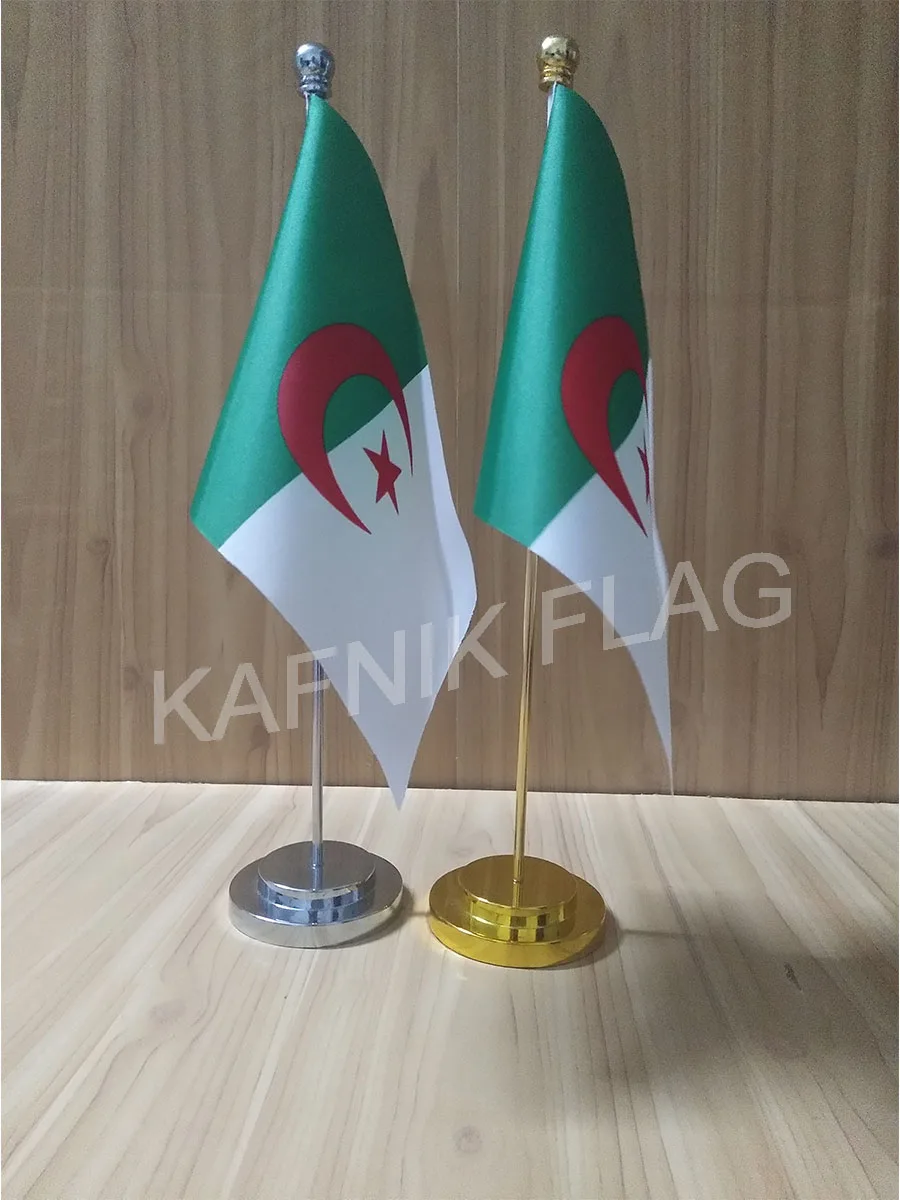 KAFNIK,Algeria Office table desk flag with gold or silver metal flagpole base 14*21cm country flag free shipping
KAFNIK,Algeria Office table desk flag with gold or silver metal flagpole base 14*21cm country flag free shipping