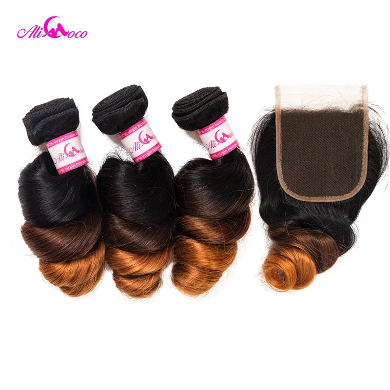 Ali Coco Brazilian Loose Wave Bundles With Closure 1B/4/30 Color Human Hair Weave 3 Bundles With Lace Closure Remy Hair
Ali Coco Brazilian Loose Wave Bundles With Closure 1B/4/30 Color Human Hair Weave 3 Bundles With Lace Closure Remy Hair