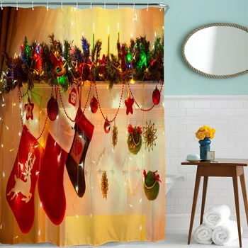 Christmas Elements Waterproof Shower Curtain With Hook Plaid Bathroom Curtains High Quality Bathing Sheer For Home Decoration
Christmas Elements Waterproof Shower Curtain With Hook Plaid Bathroom Curtains High Quality Bathing Sheer For Home Decoration