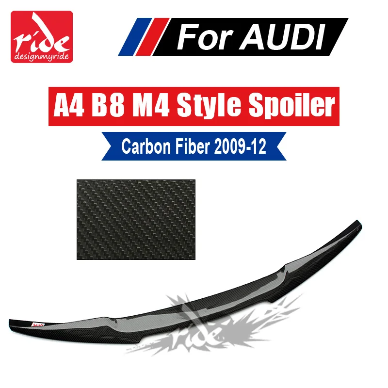 For Audi A4 A4a A4Q Carbon Spoiler Tail B8 New M4 Style Carbon Fiber rear spoiler Rear trunk Lid Boot Lip wing car styling 09-12
For Audi A4 A4a A4Q Carbon Spoiler Tail B8 New M4 Style Carbon Fiber rear spoiler Rear trunk Lid Boot Lip wing car styling 09-12
