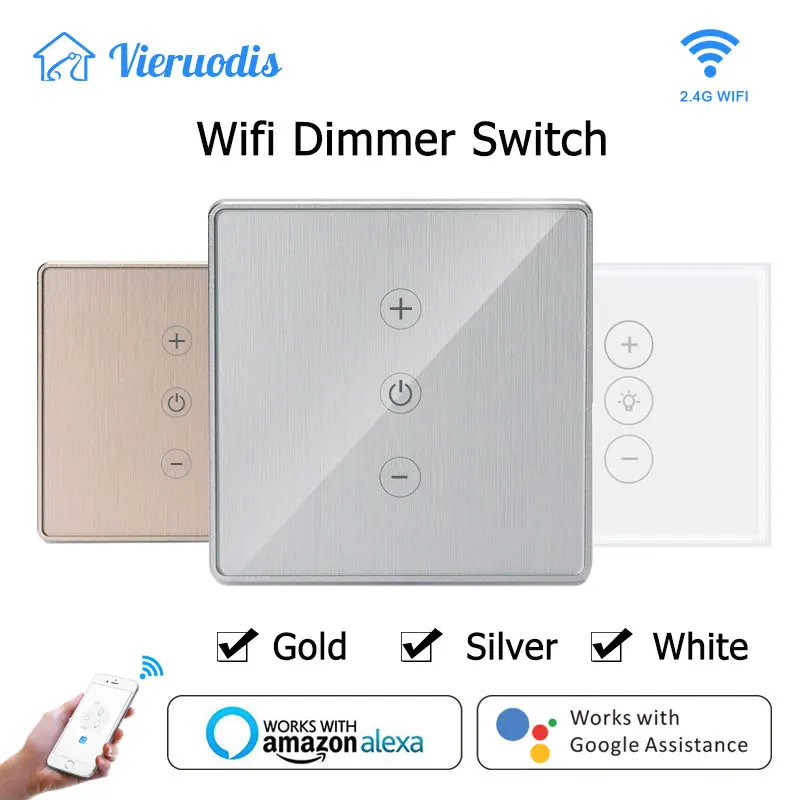 Золотой/Серебряный светодиодный диммер Wifi переключатель Smart Life/Tuya сенсорное