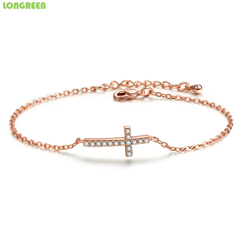 Cubic Zirconia Cross Silver Rose Gold Charm Bracelet Bride Wedding Bracelet Chain For Women Fashion Jewelry
Cubic Zirconia Cross Silver Rose Gold Charm Bracelet Bride Wedding Bracelet Chain For Women Fashion Jewelry