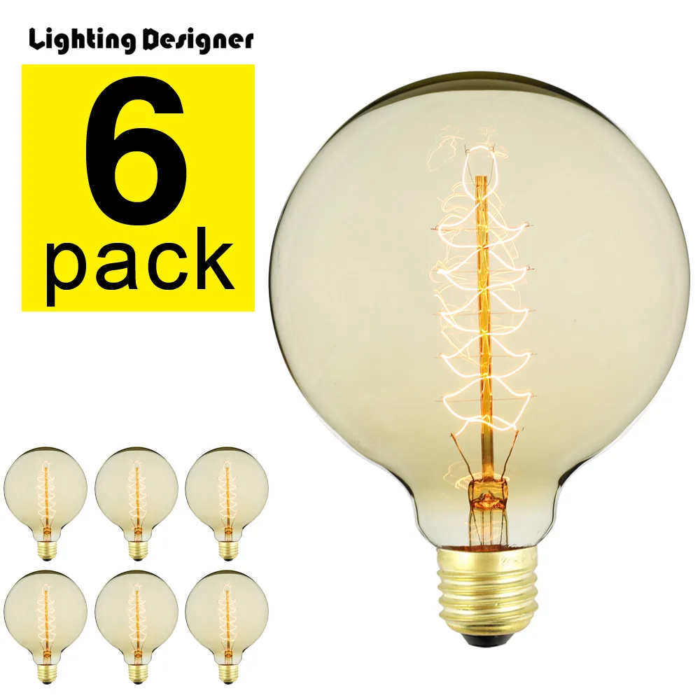 6Pieces/Pack Edison Bulb Vintage Incandescent Light Bulb 40Watts 220/240V E27 Globe Decorative Light Bulb G125 Spiral Warm White
6Pieces/Pack Edison Bulb Vintage Incandescent Light Bulb 40Watts 220/240V E27 Globe Decorative Light Bulb G125 Spiral Warm White