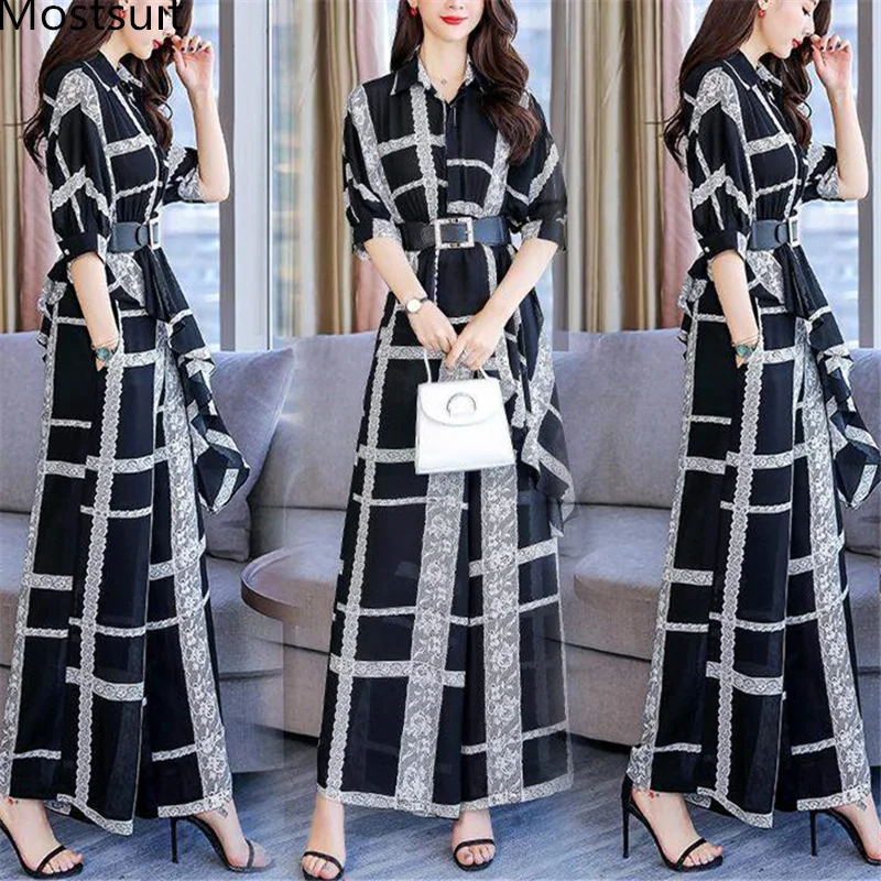 2019 Summer Chiffon Plaid Two Piece Sets Outfits Women Plus Size Asymmetrical Shirts And Wide Leg Pants Suits Korean Elegant Set
2019 Summer Chiffon Plaid Two Piece Sets Outfits Women Plus Size Asymmetrical Shirts And Wide Leg Pants Suits Korean Elegant Set
