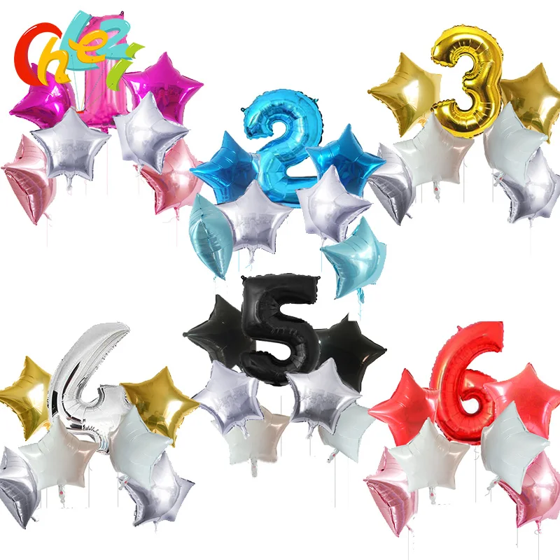 7 pcs Happy Birthday balloons 32inch Number Ballons+Star Foil Helium ball Baby 1 2 3 4 5 Year Party Decoration shower Kids toys
7 pcs Happy Birthday balloons 32inch Number Ballons+Star Foil Helium ball Baby 1 2 3 4 5 Year Party Decoration shower Kids toys