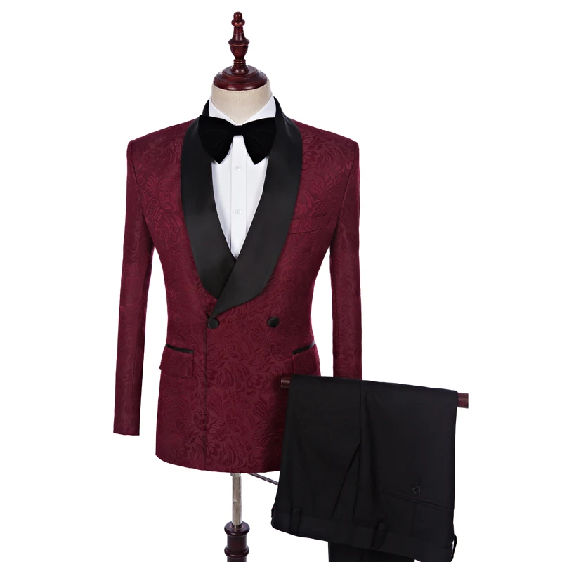 2018 High Quality Black Shawl Lapel Man Suits Burgundy Pattern Groom Tuxedo Tailored Double Breasted Wedding Suits(Jacket+Pants)
2018 High Quality Black Shawl Lapel Man Suits Burgundy Pattern Groom Tuxedo Tailored Double Breasted Wedding Suits(Jacket+Pants)
