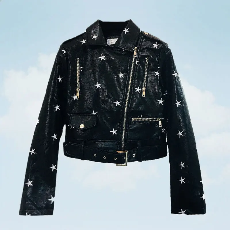 Street Fashion PU Leather Jacket 2019 New Womens Star Embroidery Casual Motorcycle Jackets bright streetwear clothes women TY58
Street Fashion PU Leather Jacket 2019 New Womens Star Embroidery Casual Motorcycle Jackets bright streetwear clothes women TY58