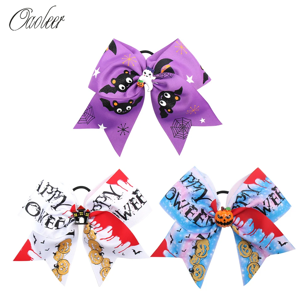 7 Inch Halloween Cheer Bows with Elastics for Girls Pattern Printed Ribbon Hair Holder with Resin Bowknot Kids Hair Accessories
7 Inch Halloween Cheer Bows with Elastics for Girls Pattern Printed Ribbon Hair Holder with Resin Bowknot Kids Hair Accessories