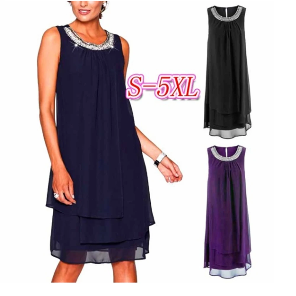 Wipalo Women Plus Size Fashion Sleeveless Sequins Chiffon Dress Round Neck Straight Solid Formal Party Dress S-5XL Robe Femme
Wipalo Women Plus Size Fashion Sleeveless Sequins Chiffon Dress Round Neck Straight Solid Formal Party Dress S-5XL Robe Femme
