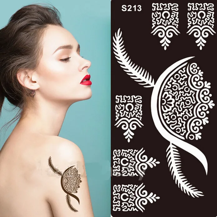 12 шт. трафареты для татуировок из хны | Красота и здоровье