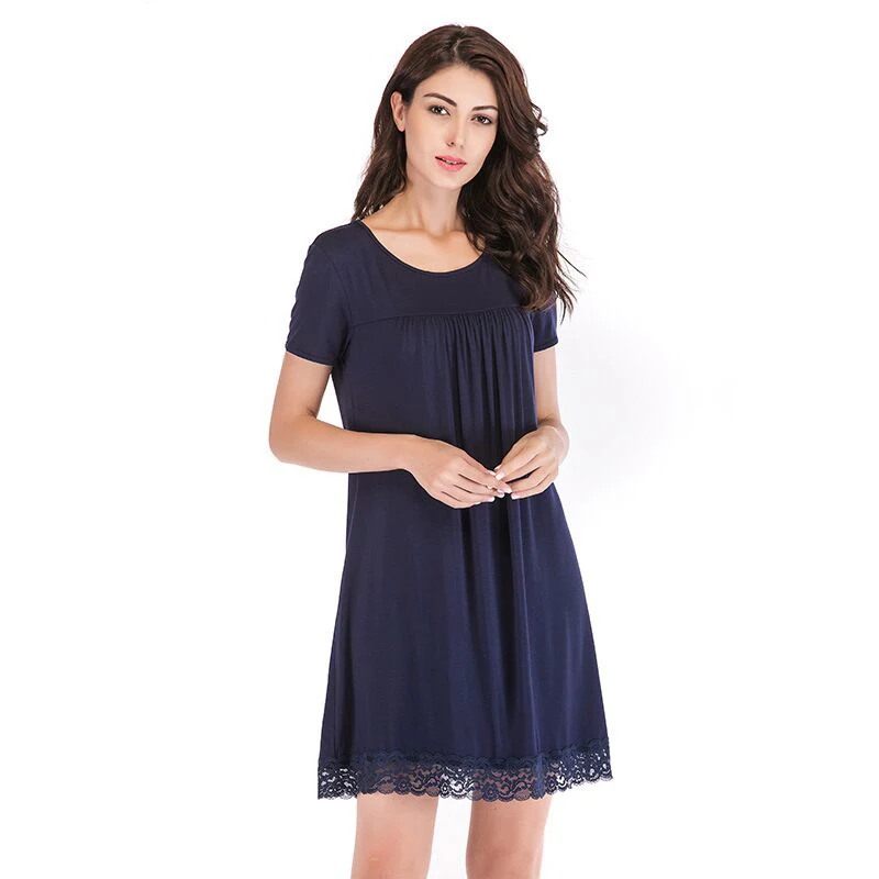 2019 Summer Nightgown Women Soft Modal Sleepwear Round Neck Solid Short Sleeve Nightdress Female Sleepwear Nighties Nightwear
2019 Summer Nightgown Women Soft Modal Sleepwear Round Neck Solid Short Sleeve Nightdress Female Sleepwear Nighties Nightwear