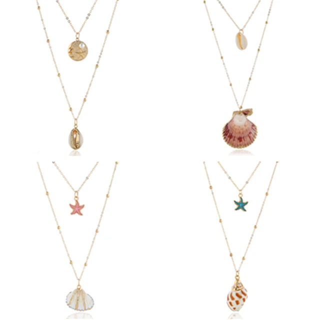 Collier multicouches et pendentifs ras du cou pour femmes, bijoux de plage, en coquillage d'étoile de mer, tendance, nouvelle collection été 2022 1