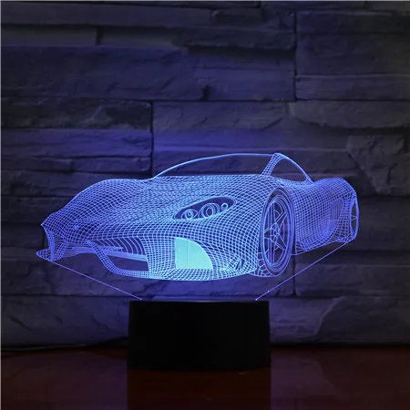 Крутой спортивный автомобиль 7 цветов 3D лампа акриловая Оптическая иллюзия с
