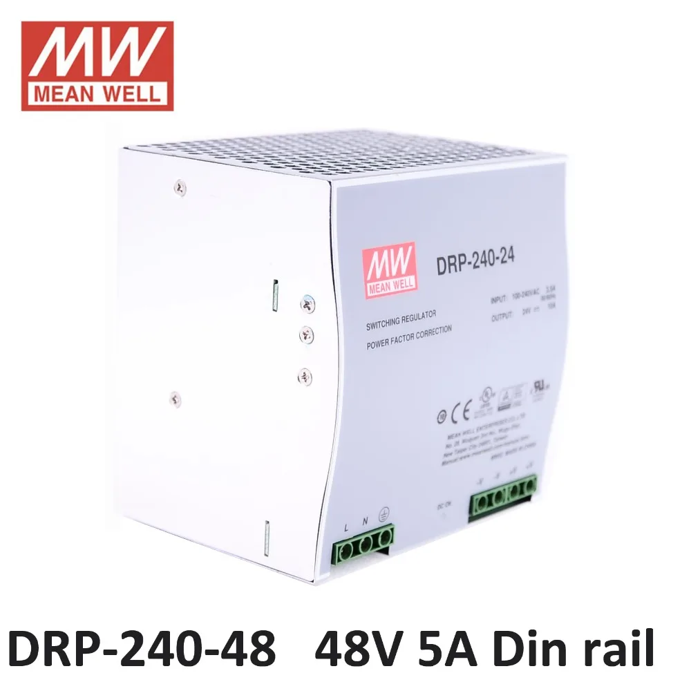 источник питания MeanWell din-рейку 48 В 5А 240 Вт PFC функция antminer l3 DRP-240-48 Промышленные