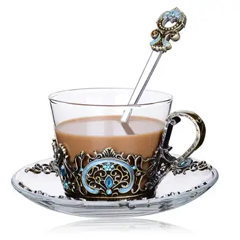 Enamel Transparent Glass Coffee Tea Mug Blue Roses Heat-Resistant Cup Set with Stainless Steel Spoon Coaster and Wipe Cloth
Enamel Transparent Glass Coffee Tea Mug Blue Roses Heat-Resistant Cup Set with Stainless Steel Spoon Coaster and Wipe Cloth