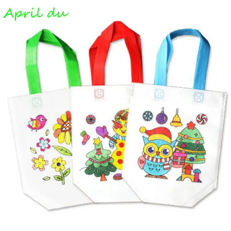 April Du DIY Graffiti Handbag Kids Cloth Painting Bags with Picture Coloring Drawing Toys Kindergarten Educational Craft,50pcs 
April Du DIY Graffiti Handbag Kids Cloth Painting Bags with Picture Coloring Drawing Toys Kindergarten Educational Craft,50pcs