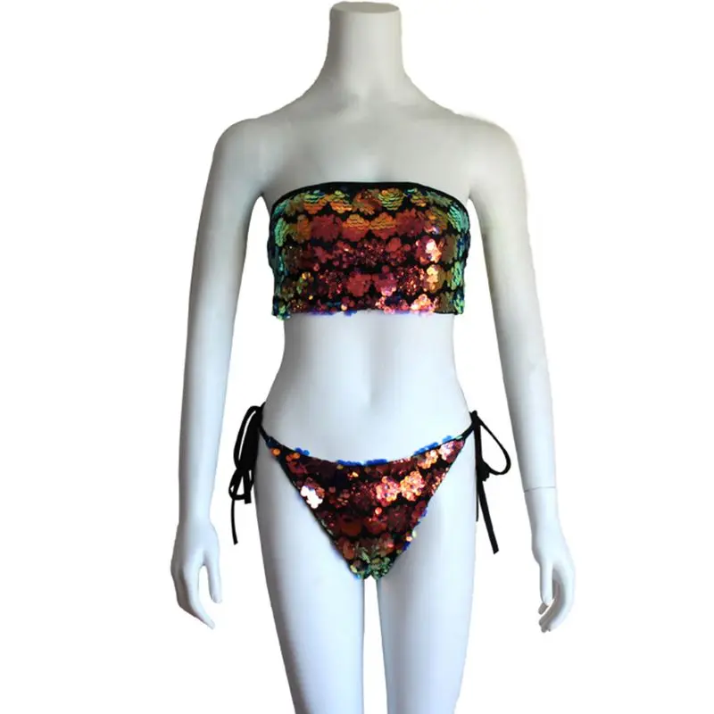 Women Sexy Two Piece Bikini Set Off Shoulder Strapless Bandeau Cross Bandage Back Low Waist Side Sequins Swimsuit
Women Sexy Two Piece Bikini Set Off Shoulder Strapless Bandeau Cross Bandage Back Low Waist Side Sequins Swimsuit