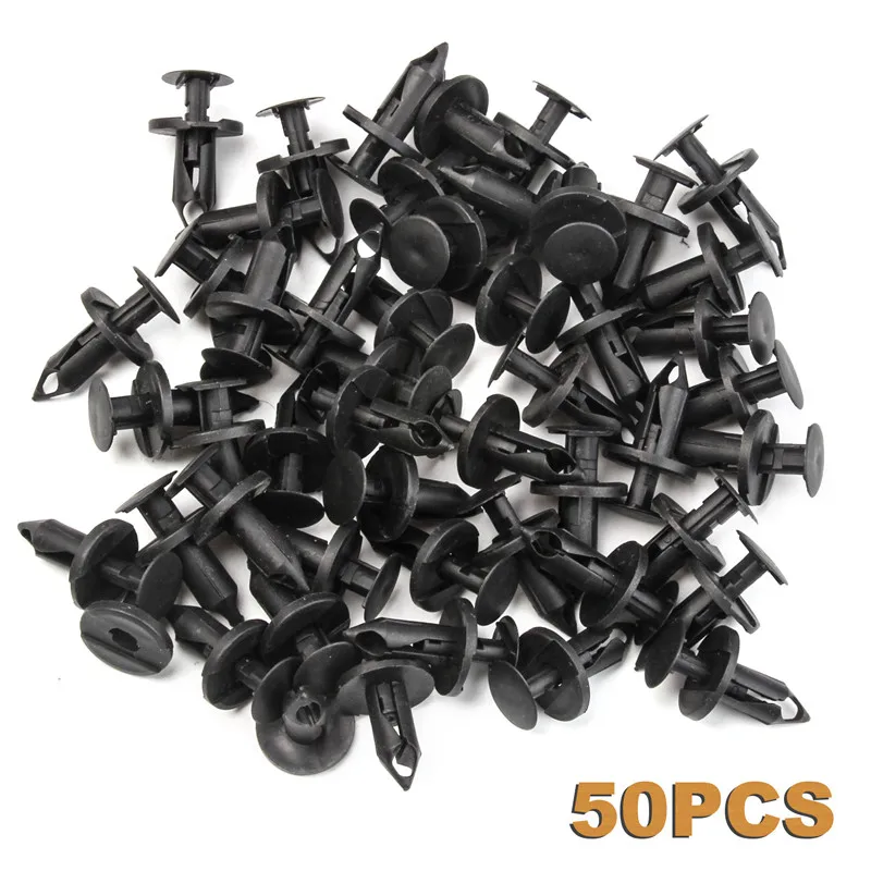 

50PCS Fit 8mm Dia Hole Door Bumper Fender Cover Trim Clip Car Fastener Black Push Retainer Rivets Clips for Toyota Automobile