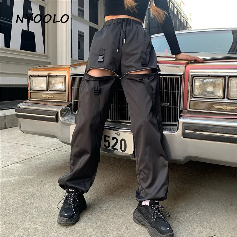 NYOOLO Summer high waist Patchwork black pants Casual elastic waist full length zipper cargo pants women men streetwear Joggers
NYOOLO Summer high waist Patchwork black pants Casual elastic waist full length zipper cargo pants women men streetwear Joggers