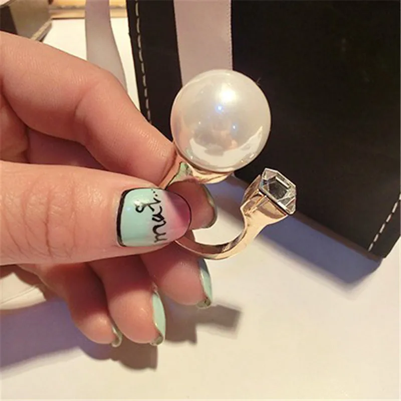 BOAKO Brand Design Simulated Pearl Rings Open Silver Gold color Ring Large Pearl Ring Adjustable Size bagues pour femme B3
BOAKO Brand Design Simulated Pearl Rings Open Silver Gold color Ring Large Pearl Ring Adjustable Size bagues pour femme B3