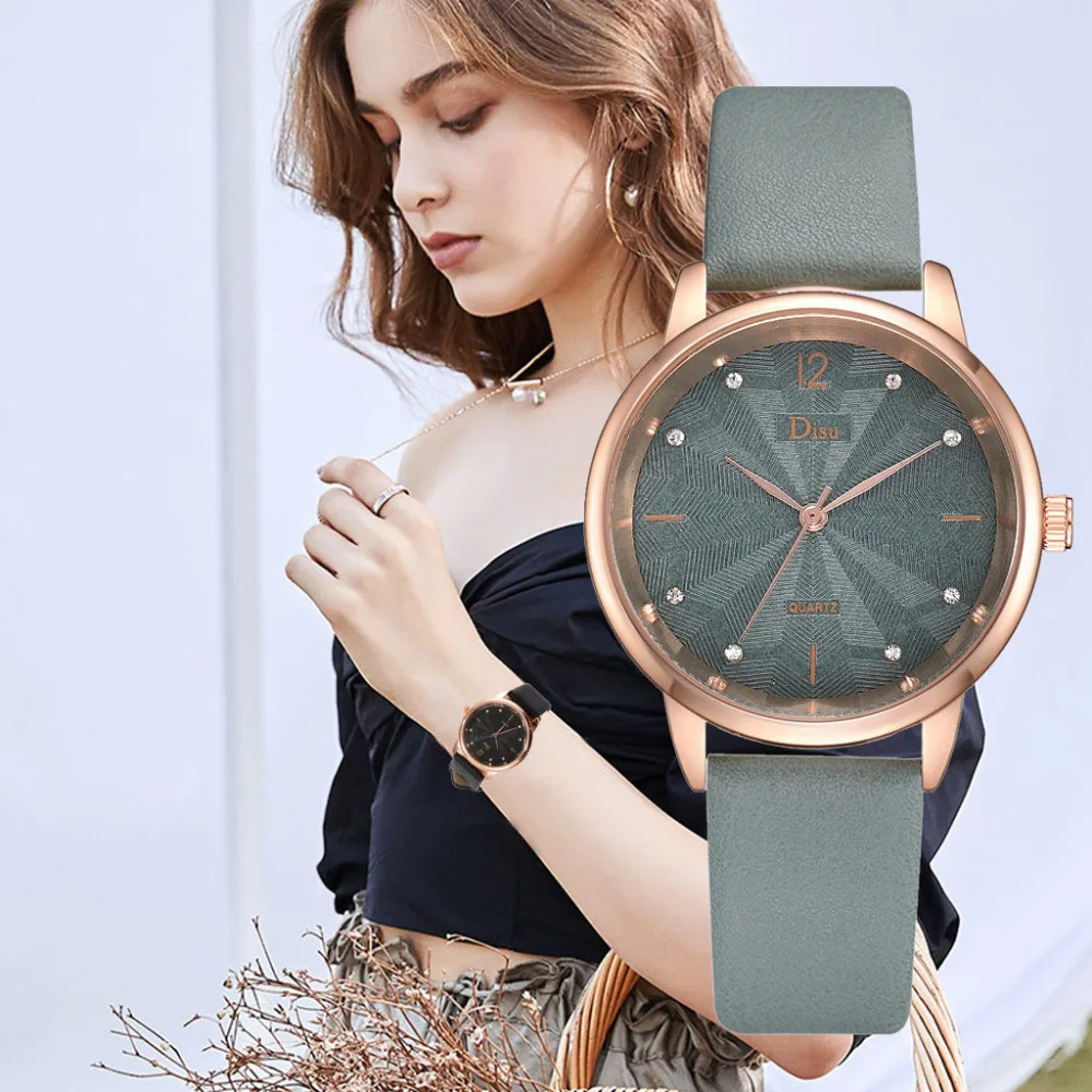 DISU High Quality Luxury Fashion Lady Watch Leather Belt Watch Leaf Texture Analog Quartz Watch Women Gift Clock Reloj Mujer #B
DISU High Quality Luxury Fashion Lady Watch Leather Belt Watch Leaf Texture Analog Quartz Watch Women Gift Clock Reloj Mujer #B
