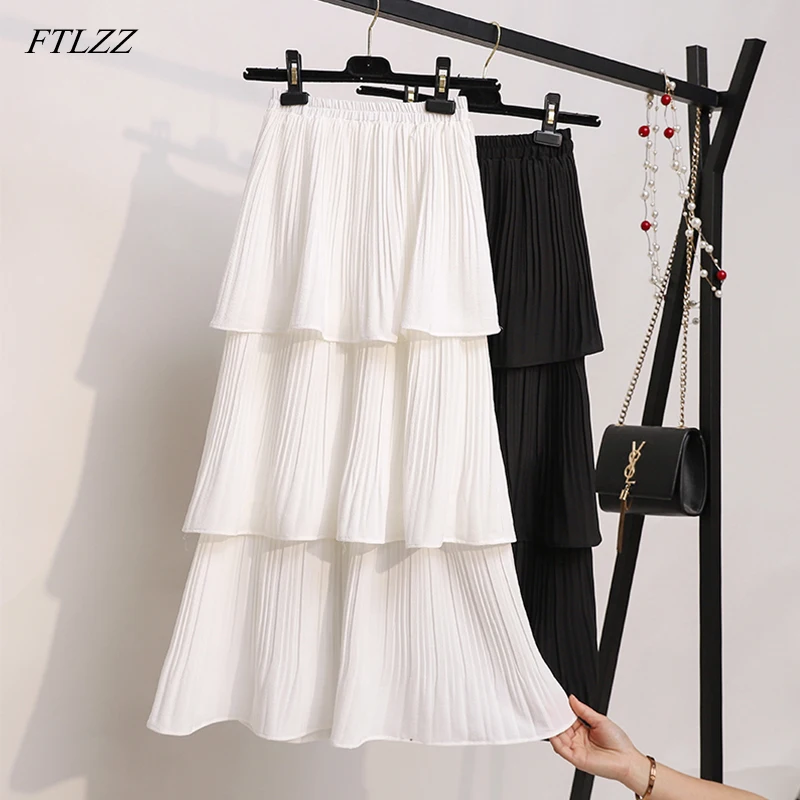 FTLZZ 2019 New Summer Women Casual Beach Skirt Long Chiffon Skirt Lady White Black Ruffle Sweet Style Princess Skirt
FTLZZ 2019 New Summer Women Casual Beach Skirt Long Chiffon Skirt Lady White Black Ruffle Sweet Style Princess Skirt