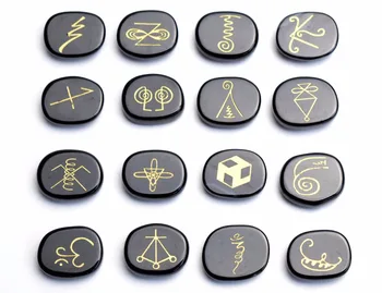 16 PIECES Natural Chakra Black Obsidian Engraved Crystal Reiki KARUNA Magic Symbols Healing Palm Stones Set with a Free Pouch
16 PIECES Natural Chakra Black Obsidian Engraved Crystal Reiki KARUNA Magic Symbols Healing Palm Stones Set with a Free Pouch