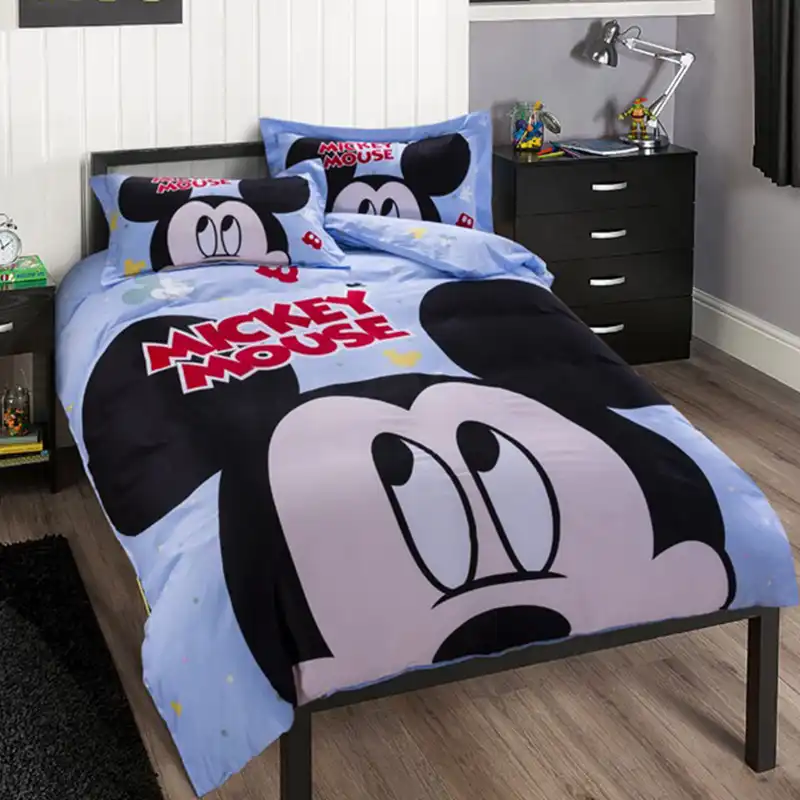 Disney Mickey Mouse Bed Cover Bedding Set Twin Queen Size 100 Cotton Duvet Cover Bed Sheets Pillow Cases Boys Bedroom Decor