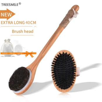 

TREESMILE Natural Bristle Dry Brush Exfoliating Promote Blood Circulation Massage Brush Anti-static Scalp Massage Comb D30