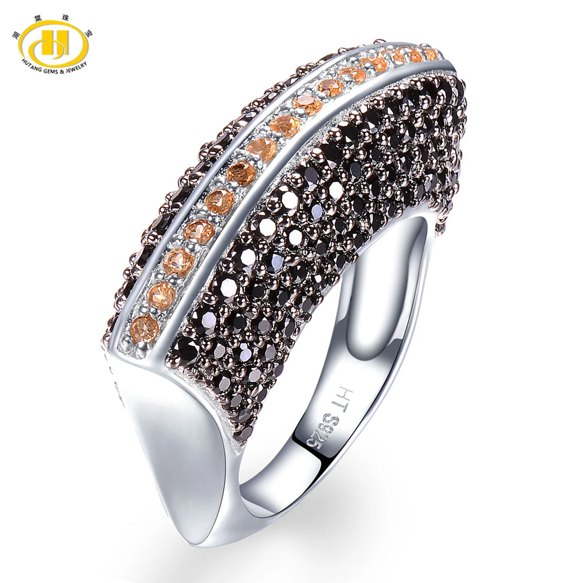 Hutang Natural Citrine & Black Spinel Cluster Ring Solid 925 Sterling Silver Gemstone Fine Jewelry Unique Fashion Design Women's
Hutang Natural Citrine & Black Spinel Cluster Ring Solid 925 Sterling Silver Gemstone Fine Jewelry Unique Fashion Design Women's