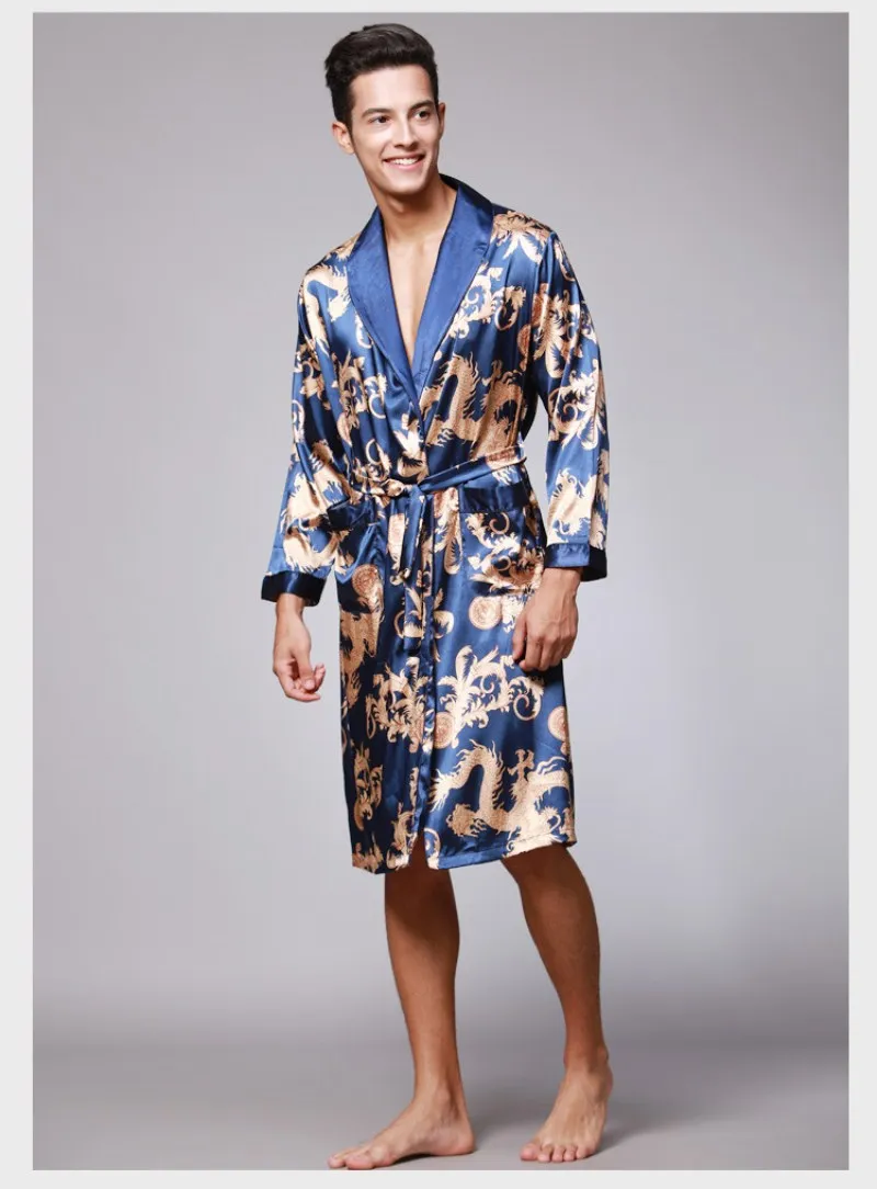 2021 Sexy Men Bathing Robe Dressing Gown Mens Robes Sleep Lounge Faux