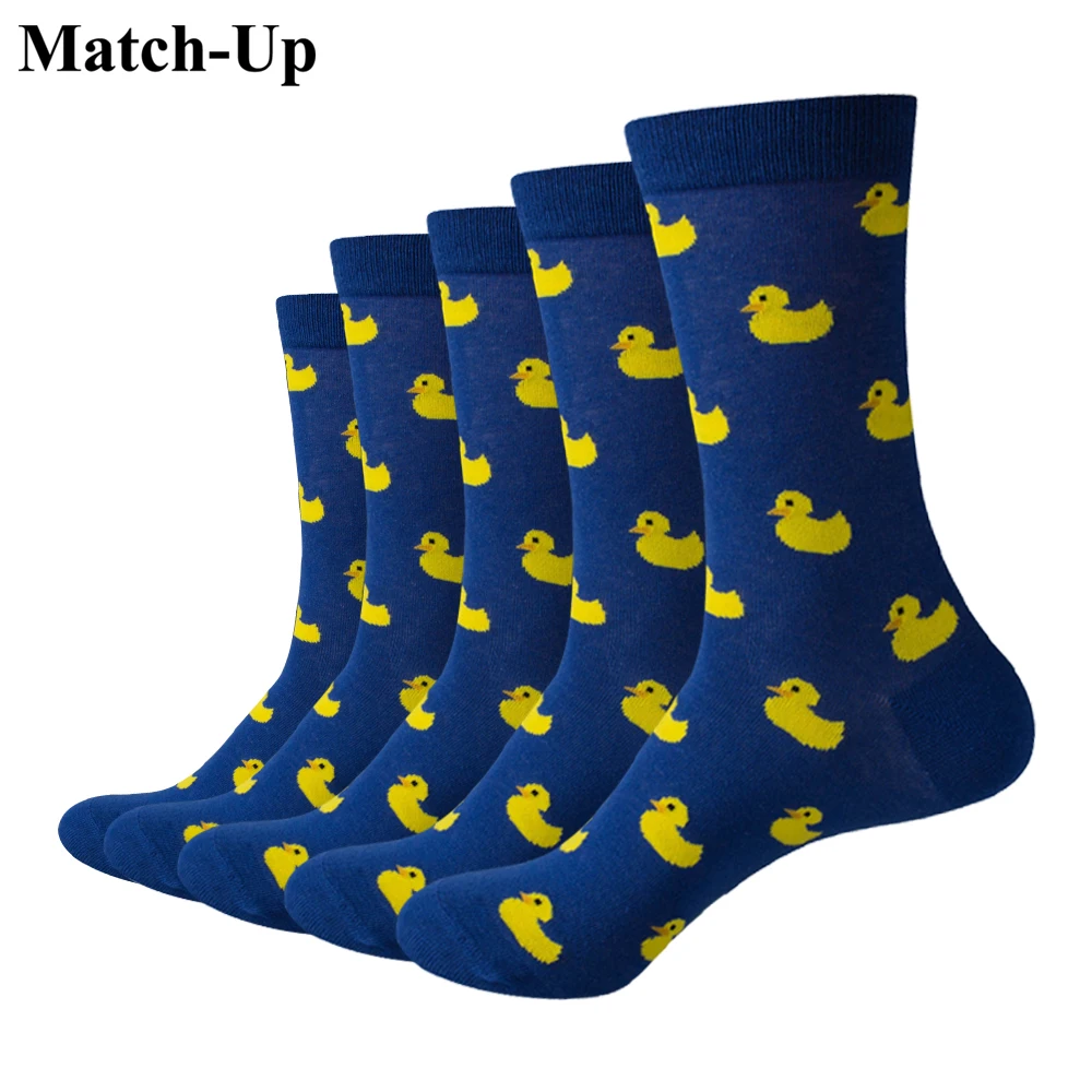 Матч Для мужчин утка мультфильм хлопок экипажа Носки бренд (5 пар/лот)|branded socks